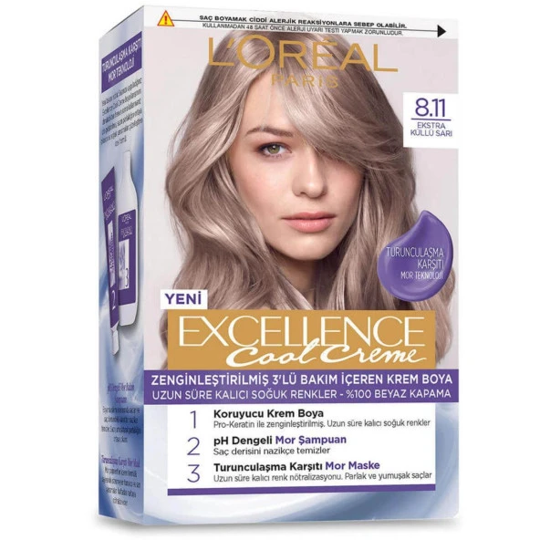 Loreal Excellence Cool Creme 8.11 Ekstra Küllü Sarı - Resim 2