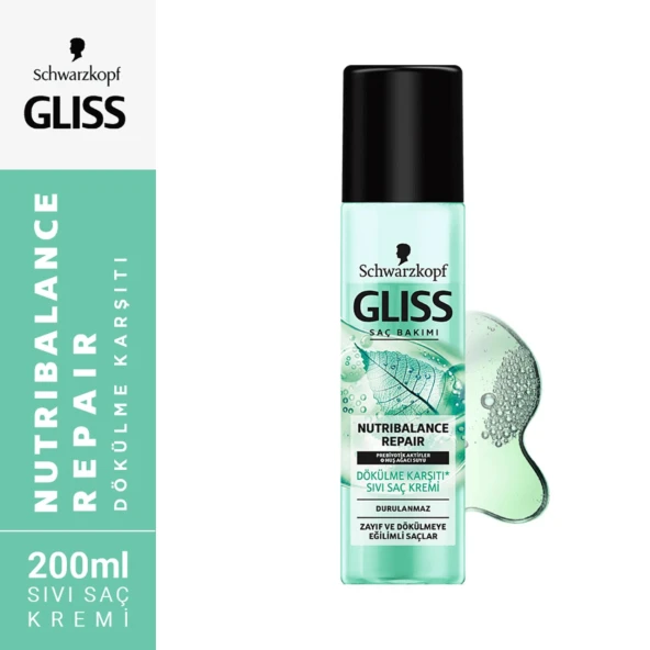 Gliss Sıvı Saç Kremi Dökülme Karşıtı 200 ml Zayıf Saçlar ürün görseli 1