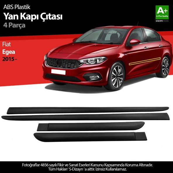 S-Dizayn Fiat Egea ABS Plastik Yan Kapı Koruma Çıtası 2015 Üzeri A+ Kalite ürün görseli 1