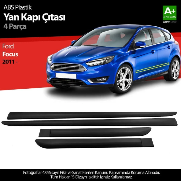 S-Dizayn Ford Focus ABS Plastik Yan Kapı Koruma Çıtası 2011 Üzeri A+ Kalite ürün görseli 1