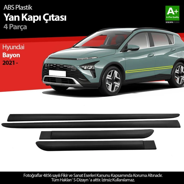 S-Dizayn Hyundai Bayon ABS Plastik Yan Kapı Koruma Çıtası 2021 Üzeri A+ Kalite ürün görseli 1