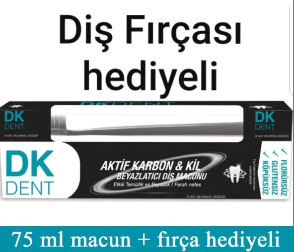 Dermokil Dk Dent Kil ve Aktif Karbonlu Beyazlatıcı Diş Macunu + Fırça Hediyeli ürün görseli 1