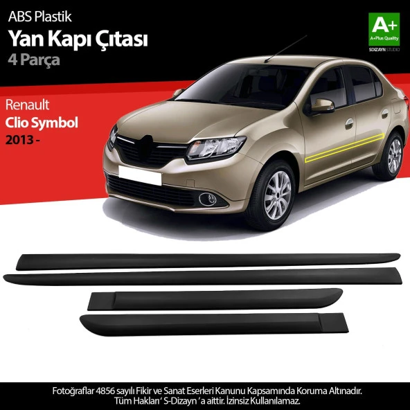 S-Dizayn Renault Clio Symbol ABS Plastik Yan Kapı Koruma Çıtası 2013 Üzeri A+ Kalite ürün görseli 1