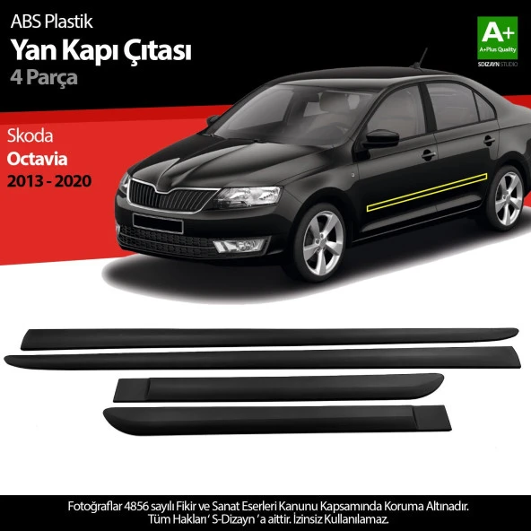 S-Dizayn Skoda Octavia ABS Plastik Yan Kapı Koruma Çıtası 2013-2020 A+ Kalite ürün görseli 1