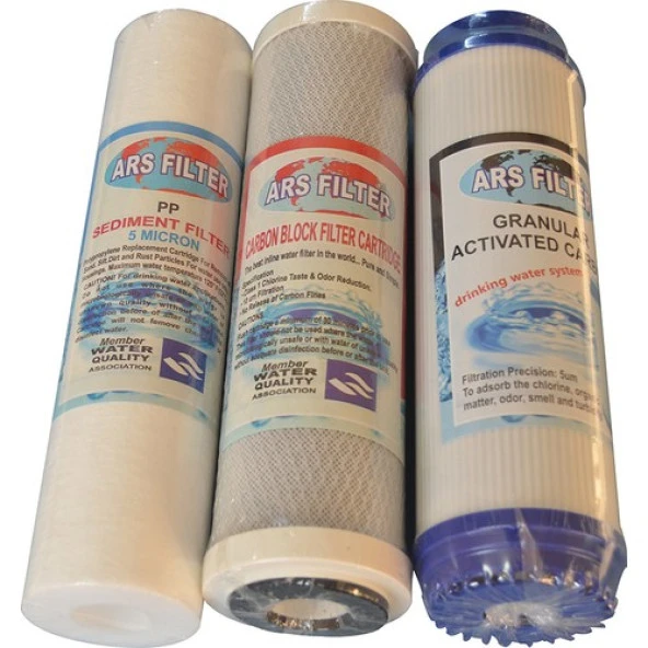 Ars Su Arıtma Cihazı Kartuş Filtre Takımı , 3 Lü Set (Sed 5 Mic+ Cto+Gac) ürün görseli 1