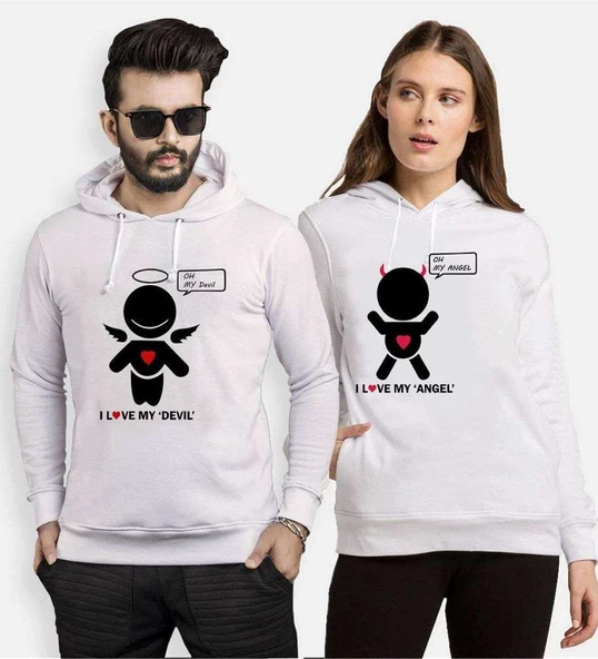 Tshirthane My Devil My Angel Sevgili Kombinleri Kapüşonlu Kombini ürün görseli 1