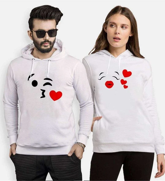 Tshirthane Öpücük  Sevgili Kombinleri Kapüşonlu Kombini ürün görseli 1