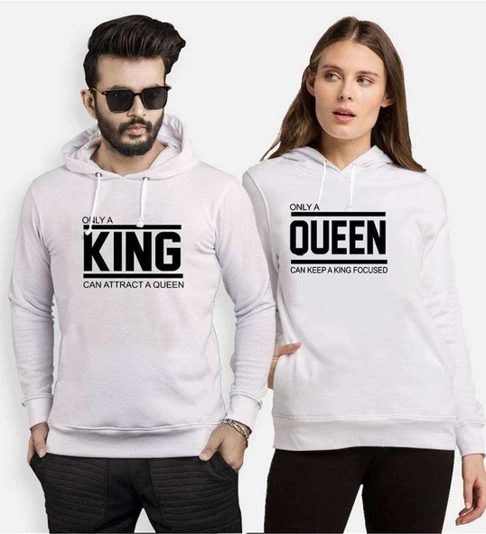 Tshirthane Onlya King Onlya Queen Sevgili Kombinleri Kapüşonlu Kombini ürün görseli 1