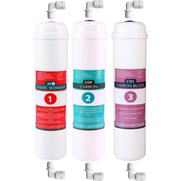 E-Water Ihlas Aura Cebilon Plus Uyumlu 3'lü Filtre Seti Ihlas Uyumlu Inline Filtre Seti ürün görseli 1