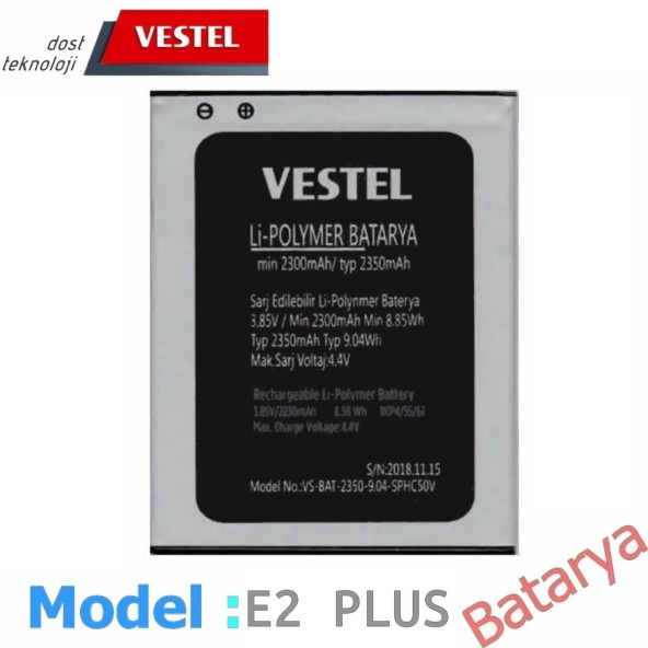 Vestel E2 Plus Batarya Vestel Venüs E2 Plus Vestel Venüs Go Uyumlu Batarya ürün görseli 1