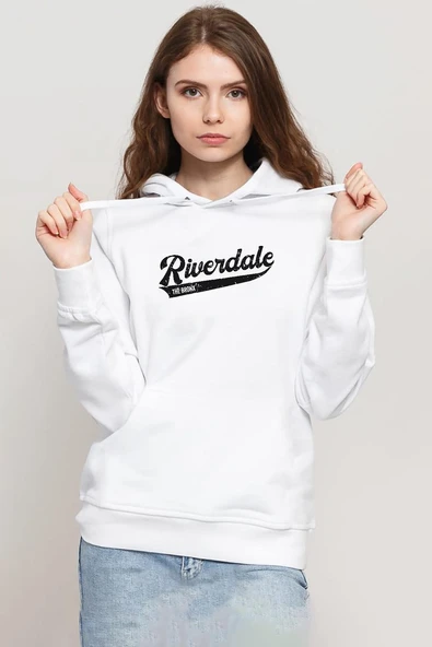 Riverdale Bronx New York City Beyaz Kadın 3ip Kapşonlu Sweatshirt ürün görseli 1