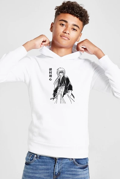 Rurouni Kenshin Poster Japan Beyaz Çocuk 3ip Kapşonlu  Sweatshirt ürün görseli 1