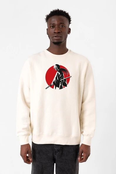 Rurouni Kenshin Samurai Logo Ekru Erkek 2ip Sweatshirt ürün görseli 1