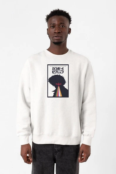 See You In Space Cowboys Minimalist Anime Poster Beyaz Erkek 2ip Sweatshirt ürün görseli 1