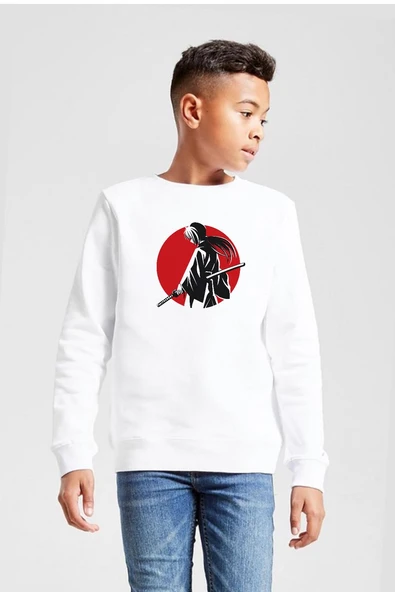 Rurouni Kenshin Samurai Logo Beyaz Çocuk 2ip Sweatshirt ürün görseli 1