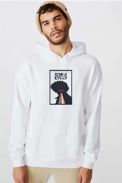 See You In Space Cowboys Minimalist Anime Poster Beyaz Erkek 3ip Kapşonlu  Sweatshirt ürün görseli 1