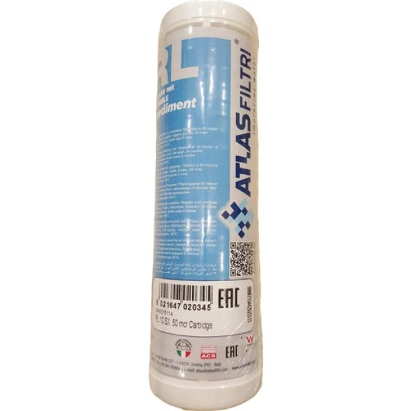 E-Water Atlas 10" Yıkanabilir Su Arıtma Filtresi Yıkanabilir Filtre - 50 Mikron ürün görseli 1