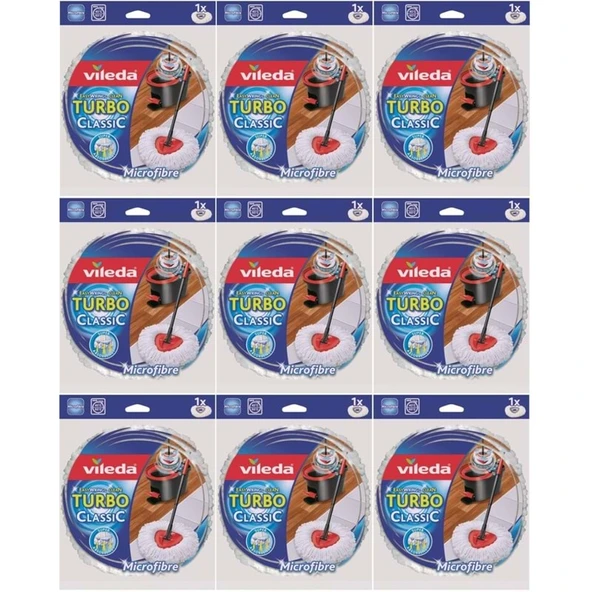 Vileda Turbo Yedek Mop Paspas Ucu (%100 Mikrofiber) (9 Lu Set) ürün görseli 1