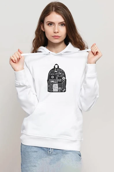 The Last Of Us Ellie's Backpack Beyaz Kadın 3ip Kapşonlu Sweatshirt ürün görseli 1