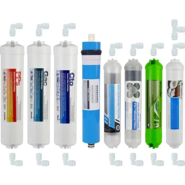 DS Natural Water Su Arıtma Cihazı Filtresi 8'li Filtre Seti Paket 12 Aşama Membran ürün görseli 1
