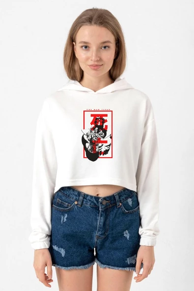 The Mad Titan Thanos Ekru Kadın Crop Kapşonlu ürün görseli 1