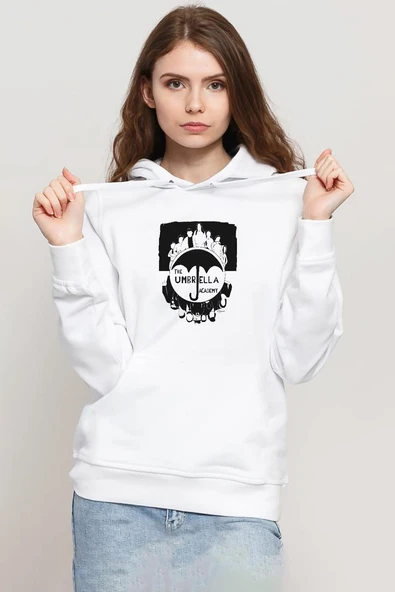 The Umbrella Academy Dark Essential Beyaz Kadın 3ip Kapşonlu Sweatshirt ürün görseli 1