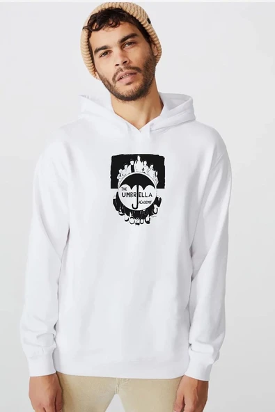 The Umbrella Academy Dark Essential Beyaz Erkek 3ip Kapşonlu  Sweatshirt ürün görseli 1