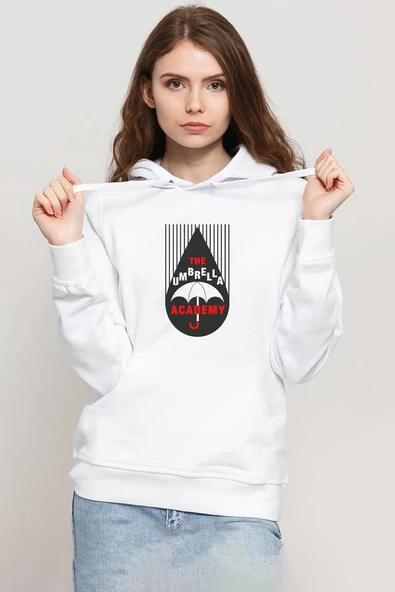 The Umbrella Academy Rain Logo Beyaz Kadın 3ip Kapşonlu Sweatshirt ürün görseli 1