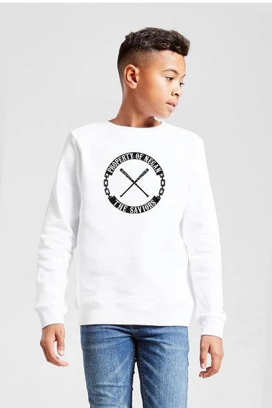 The Walking Dead Property Of Negan Beyaz Çocuk 2ip Sweatshirt ürün görseli 1