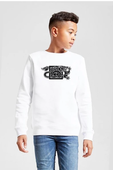 The Wheel Of Time Dragon Minimal Beyaz Çocuk 2ip Sweatshirt ürün görseli 1