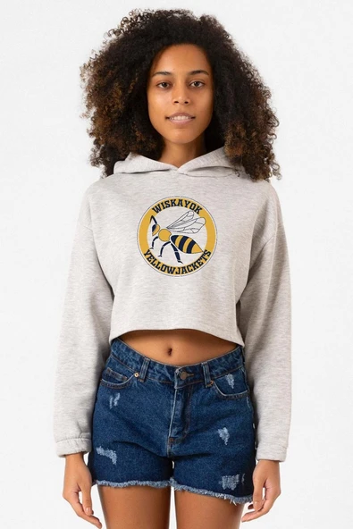 Wiskayok Yellowjackets Logo Grimelanj Kadın Crop Kapşonlu ürün görseli 1