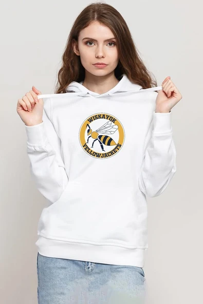 Wiskayok Yellowjackets Logo Beyaz Kadın 3ip Kapşonlu Sweatshirt ürün görseli 1