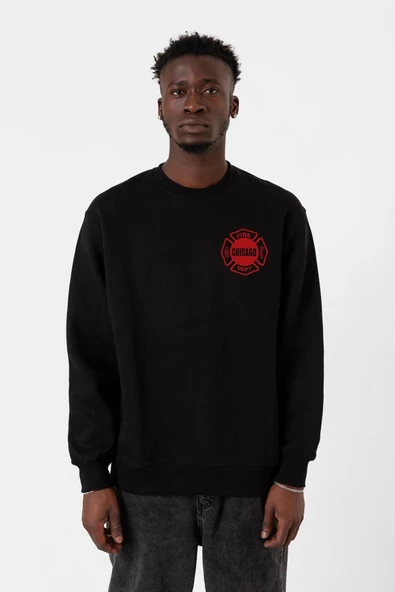 Chicago Fire Logo Siyah Erkek 2ip Sweatshirt ürün görseli 1