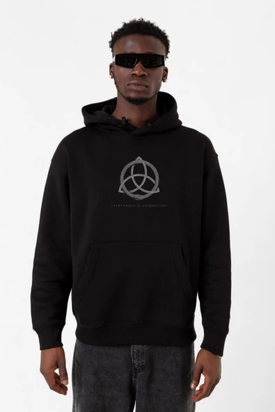 Dark Everything Is Connected Siyah Erkek 3ip Kapşonlu Sweatshirt ürün görseli 1