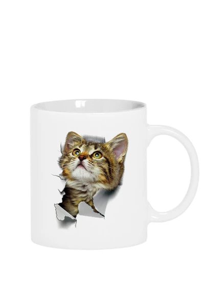 Sevimli Kedi Beyaz Kupa Bardak ürün görseli 1