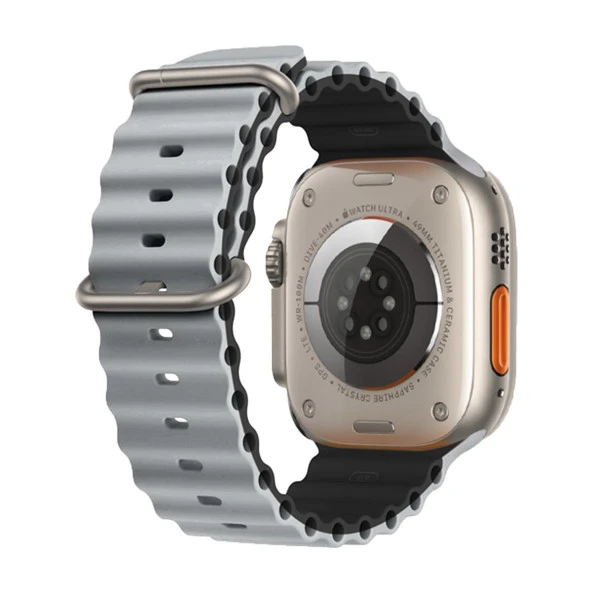 E2M APPLE WATCH 38-40-41MM KRD-28 OCEAN ÇİFT RENKLİ ANTRASİT KORDON ürün görseli 1
