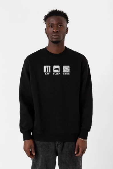 Eat Sleep Anime Siyah Erkek 2ip Sweatshirt ürün görseli 1