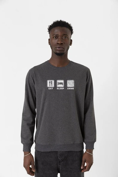 Eat Sleep Anime Füme Erkek 2ip Sweatshirt ürün görseli 1