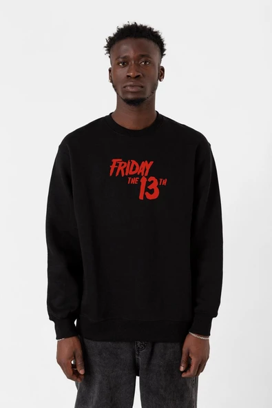 Friday The 13th Letter Logo Siyah Erkek 2ip Sweatshirt ürün görseli 1