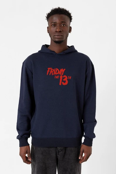 Friday The 13th Letter Logo Lacivert Erkek 3ip Kapşonlu ürün görseli 1