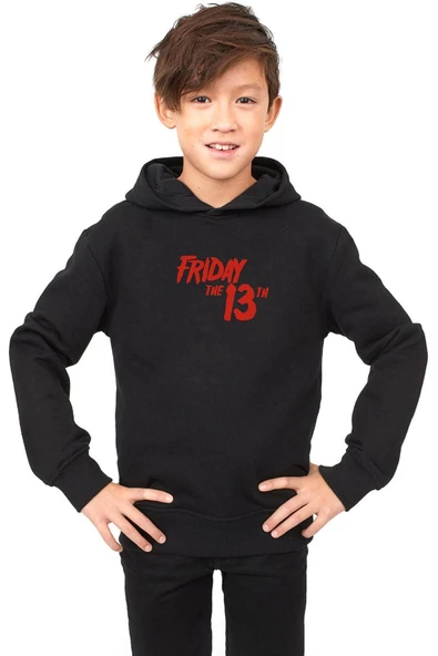 Friday The 13th Letter Logo Siyah Çocuk 3ip Kapşonlu ürün görseli 1