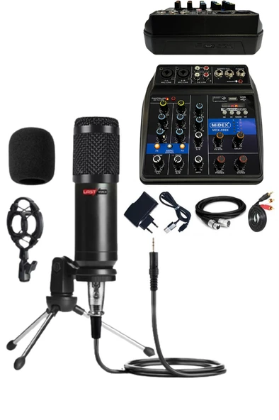 Lastvoice BM800MDX Condenser Mikrofon Phantomlu Kayıt Mikseri Seti ürün görseli 1