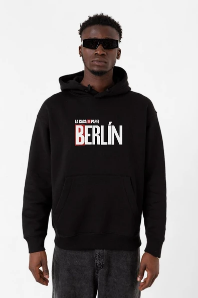 La Casa De Papel Berlin Siyah Erkek 3ip Kapşonlu Sweatshirt ürün görseli 1