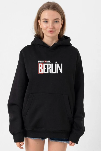 La Casa De Papel Berlin Siyah Kadın 3ip Kapşonlu ürün görseli 1
