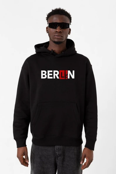 La Casa De Papel Berlin Ak Siyah Erkek 3ip Kapşonlu Sweatshirt ürün görseli 1