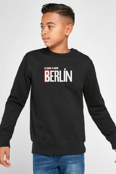 La Casa De Papel Berlin Siyah Çocuk 2ip Sweatshirt ürün görseli 1