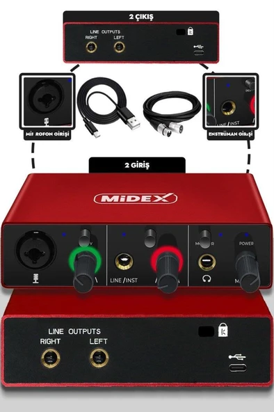 Midex CX1 Mikrofon + GLX-500 PRO Stüdyo Ses Kartı Seti - Resim 4