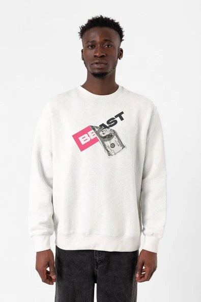 Mr Beast Dollar Bill Beyaz Erkek 2ip Sweatshirt ürün görseli 1