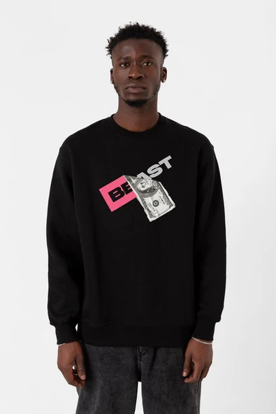 Mr Beast Dollar Bill Siyah Erkek 2ip Sweatshirt ürün görseli 1