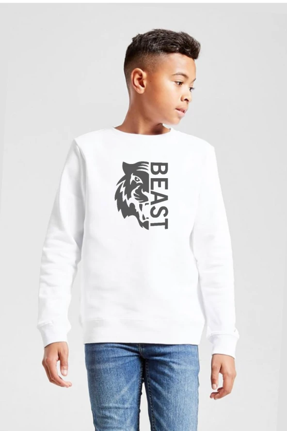 Mr Beast Half Face Beyaz Çocuk 2ip Sweatshirt ürün görseli 1